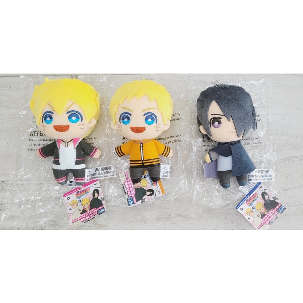 NARUTO TOMONUE UZUMAKI SASUKE BORUTO VOL 1. NEXT GENERATION LOT 3 PLUSH FIGURINE